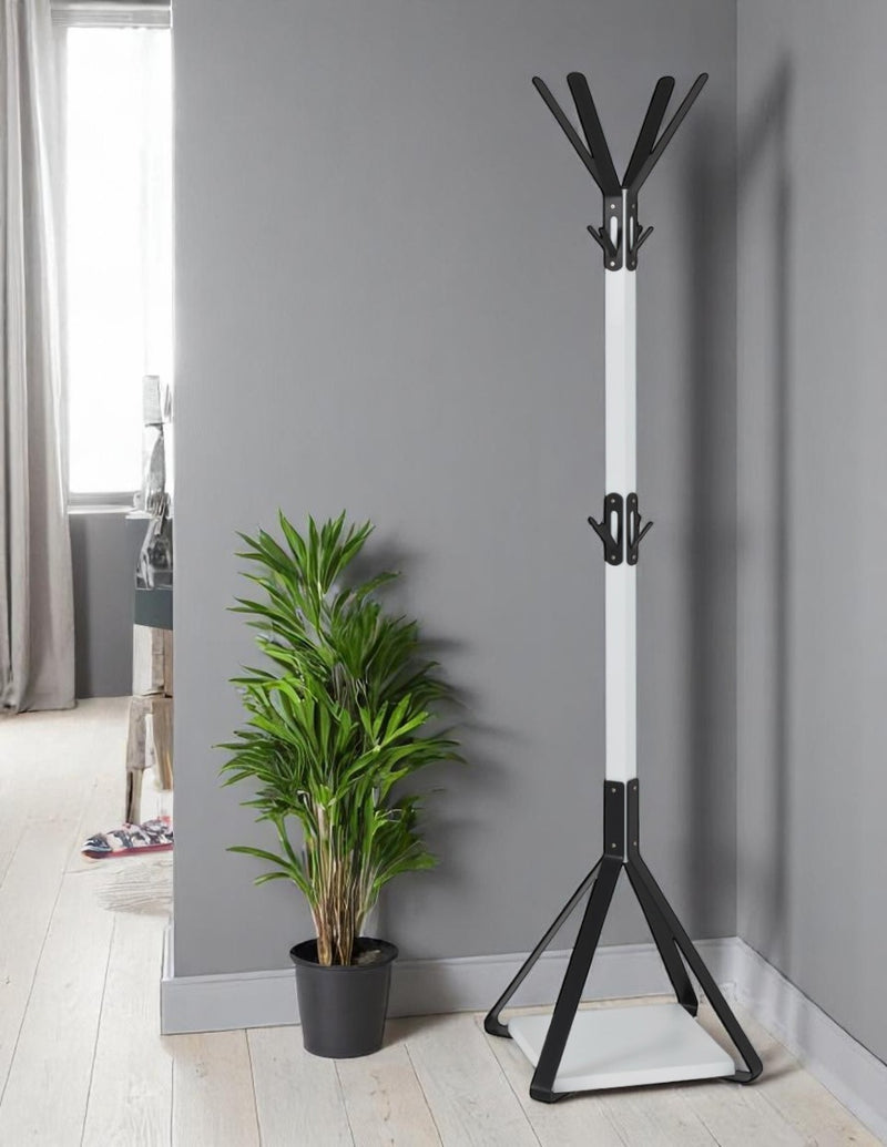 Haku Garderobenständer mit 12 Haken, Metallgestell weiß-schwarz