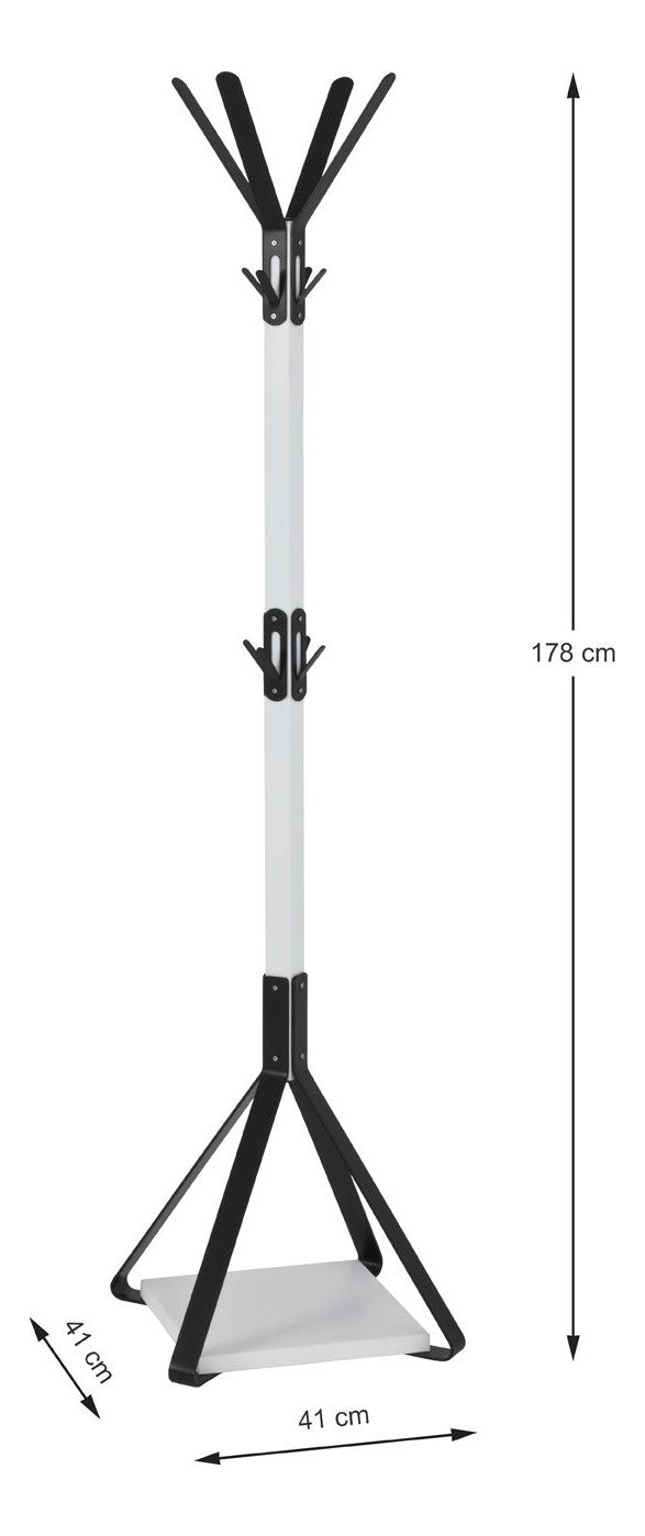 Haku Garderobenständer mit 12 Haken, Metallgestell weiß-schwarz
