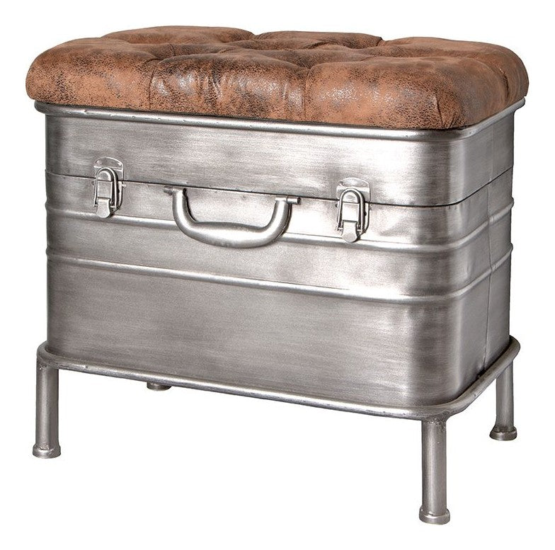Haku Sitzbank mit Stauraumfach, Metall-Vintage-Look, grau-braun