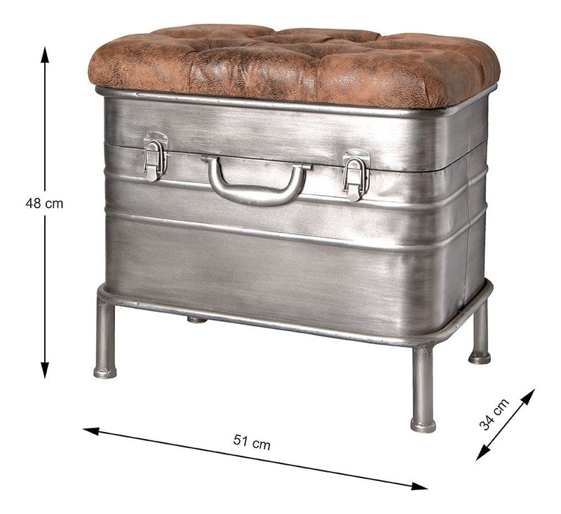 Haku Sitzbank mit Stauraumfach, Metall-Vintage-Look, grau-braun