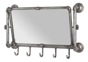 Wandgarderobe mit Spiegel und 5 Haken in Anthrazit, Metall – Ansicht 1