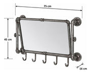 Wandgarderobe mit Spiegel und 5 Haken in Anthrazit, Metall – Ansicht 5