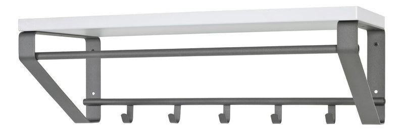 Haku Wandgarderobe Anthrazit-Weiß mit 5 Haken und Kleiderstange