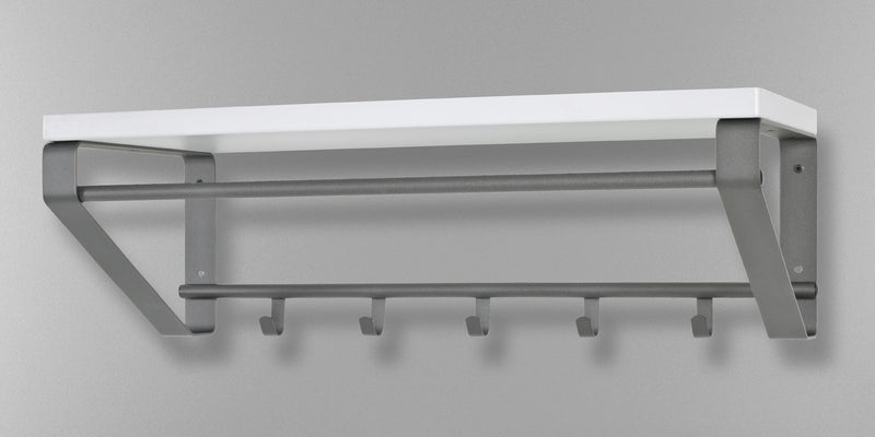 Haku Wandgarderobe Anthrazit-Weiß mit 5 Haken und Kleiderstange