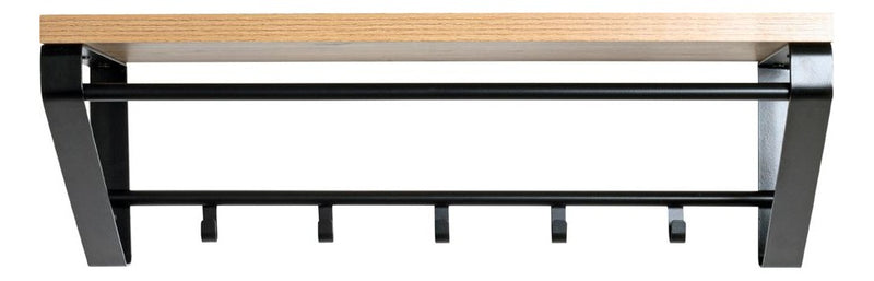 Haku Wandgarderobe mit 5 Haken, Kleiderstange und Ablage in Eiche-Optik