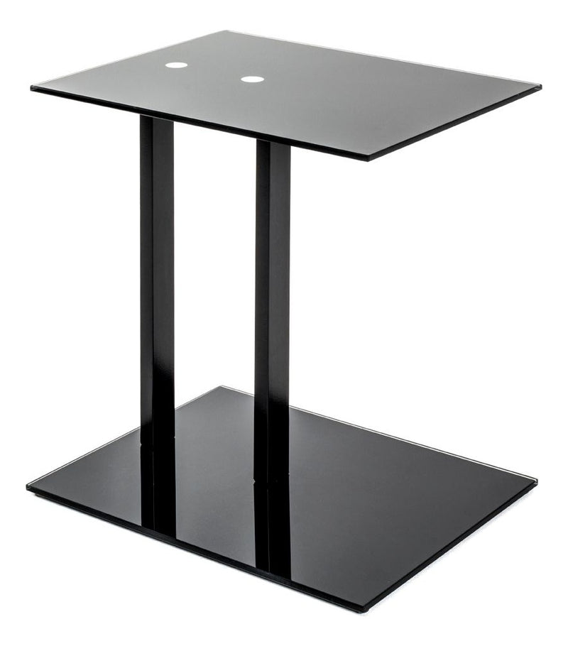 Haku Beistelltisch aus Stahlrohr mit Glasablage, schwarz, modernes Design