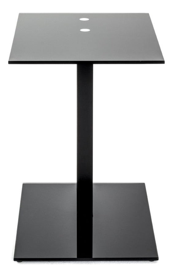 Haku Beistelltisch aus Stahlrohr mit Glasablage, schwarz, modernes Design