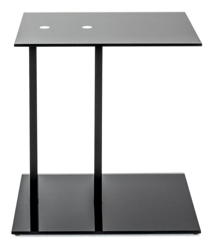 Haku Beistelltisch aus Stahlrohr mit Glasablage, schwarz, modernes Design