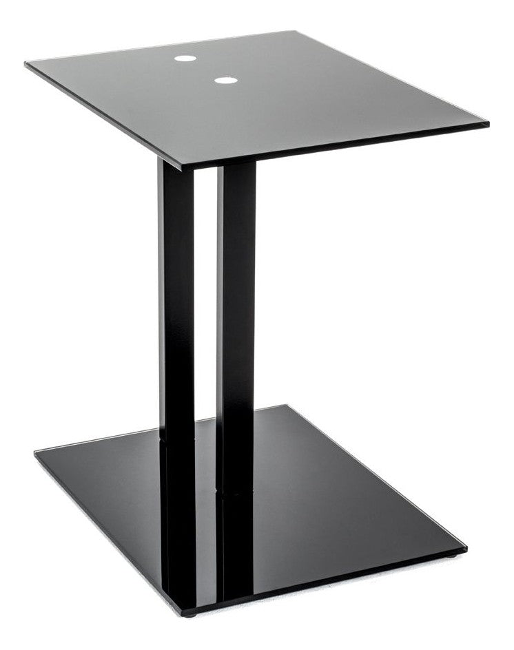 Haku Beistelltisch aus Stahlrohr mit Glasablage, schwarz, modernes Design