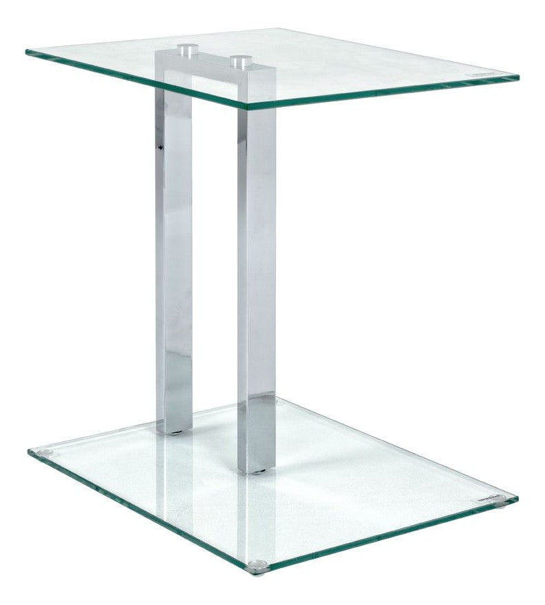 Haku Beistelltisch aus Stahlrohr in Chrom-Optik mit Sicherheitsglas