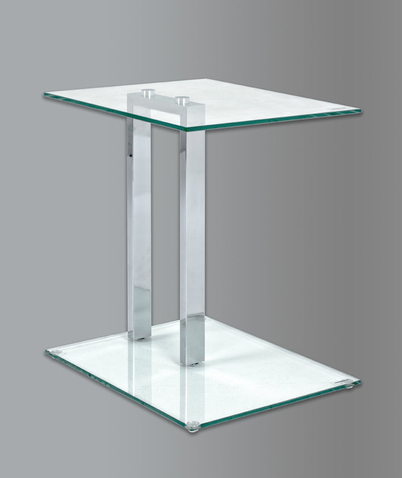 Haku Beistelltisch aus Stahlrohr in Chrom-Optik mit Sicherheitsglas