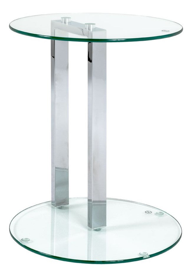 Haku Beistelltisch rund, Gestell Chrom, Ablage Sicherheitsglas