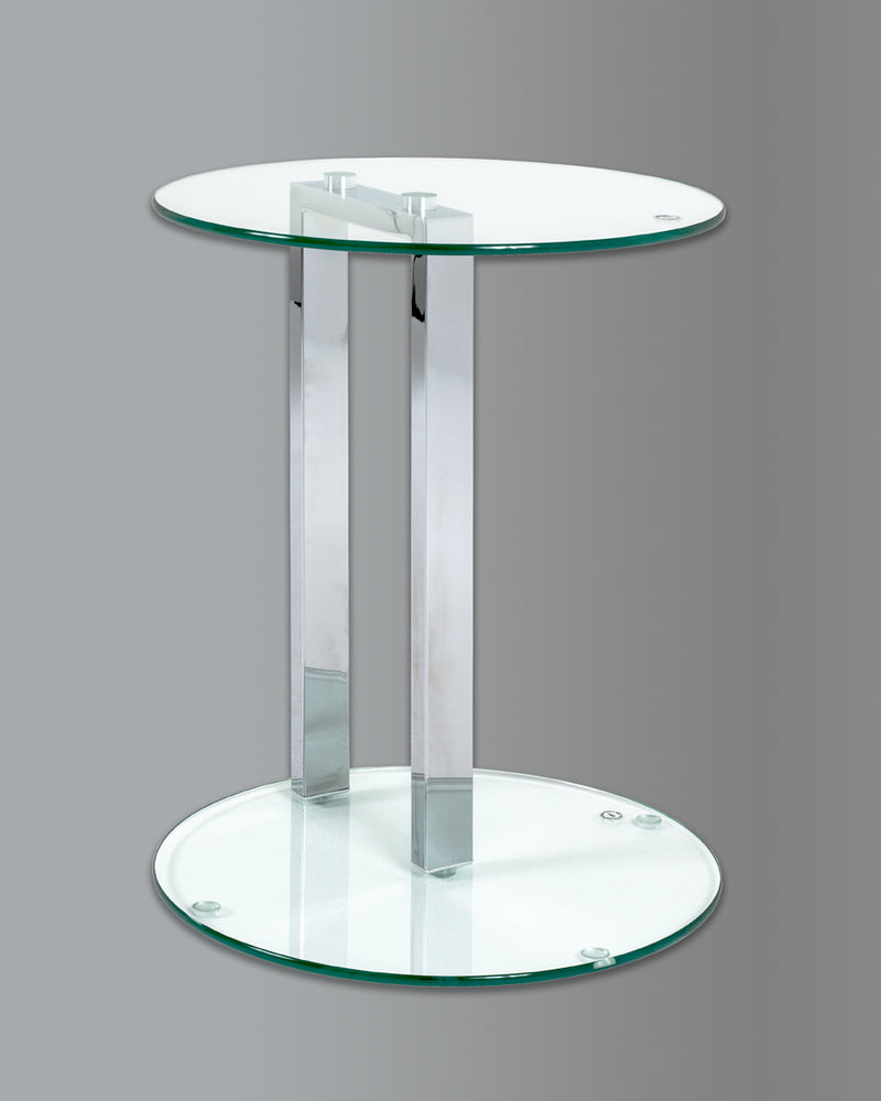 Haku Beistelltisch rund, Gestell Chrom, Ablage Sicherheitsglas