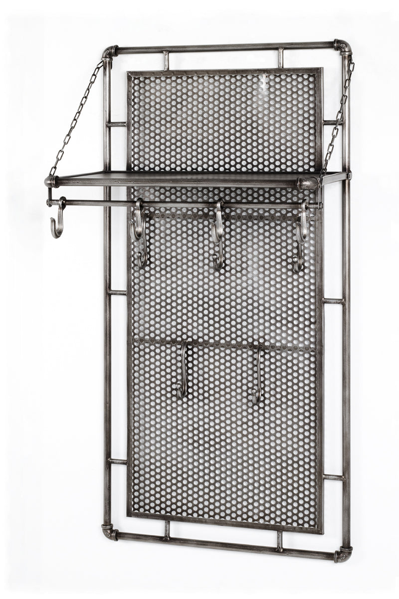 Haku Wandgarderobe mit 9 Haken, klappbarer Ablage, Anthrazit