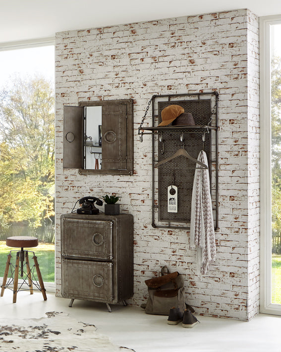 Haku Wandgarderobe mit 9 Haken, klappbarer Ablage, Anthrazit