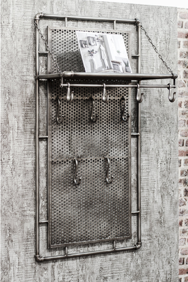 Haku Wandgarderobe mit 9 Haken, klappbarer Ablage, Anthrazit