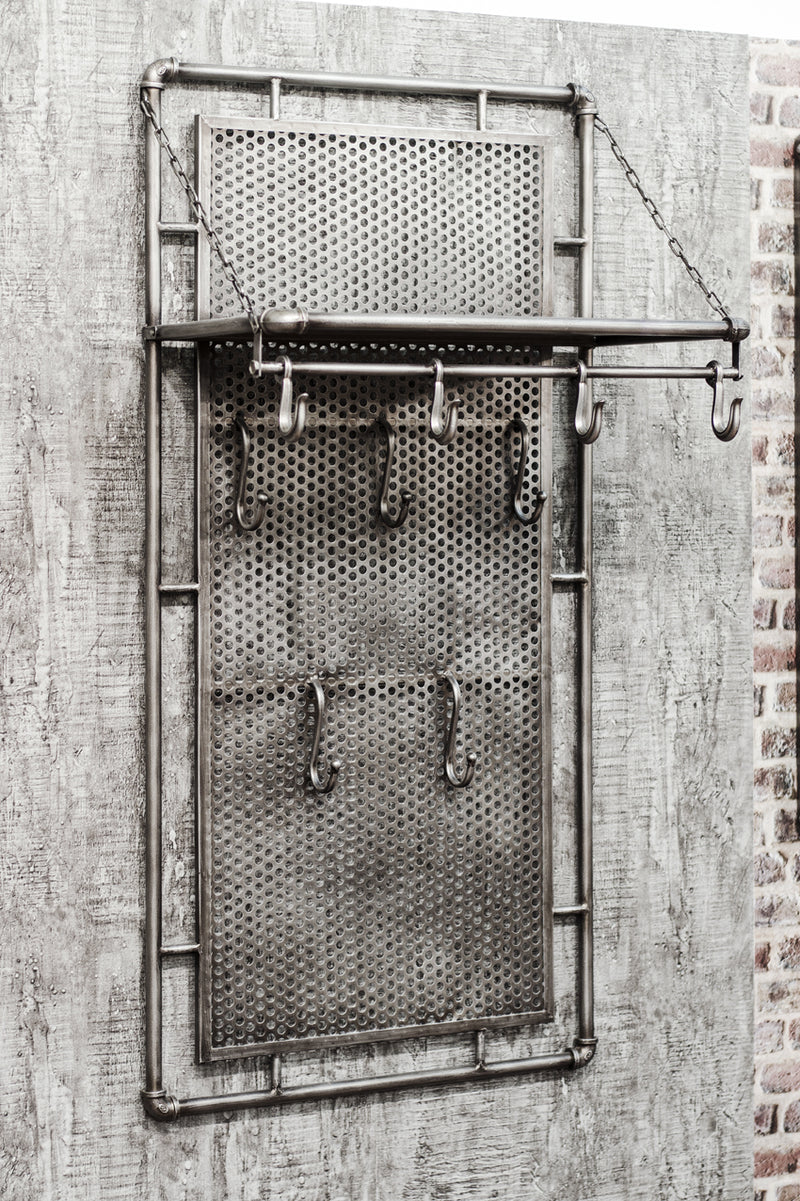 Haku Wandgarderobe mit 9 Haken, klappbarer Ablage, Anthrazit