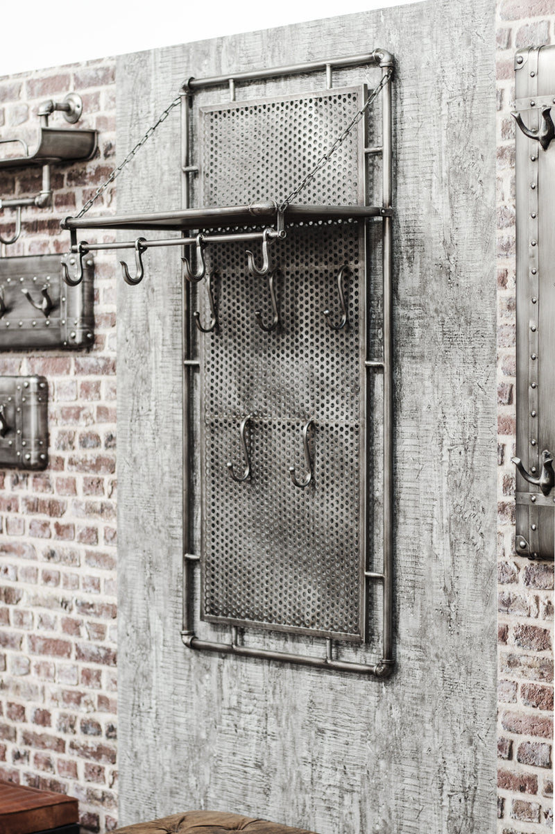Haku Wandgarderobe mit 9 Haken, klappbarer Ablage, Anthrazit
