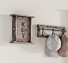 Haku Schlüsselkasten mit 4 Haken, Anthrazit, Industrial-Stil