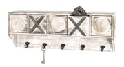 Wandgarderobe mit 5 Haken und 5 Schubladen, Massivholz grau-schwarz – Ansicht 2