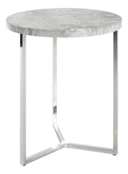 Beistelltisch rund, Betonoptik mit Chrom-Gestell im Y-Design – Ansicht 1