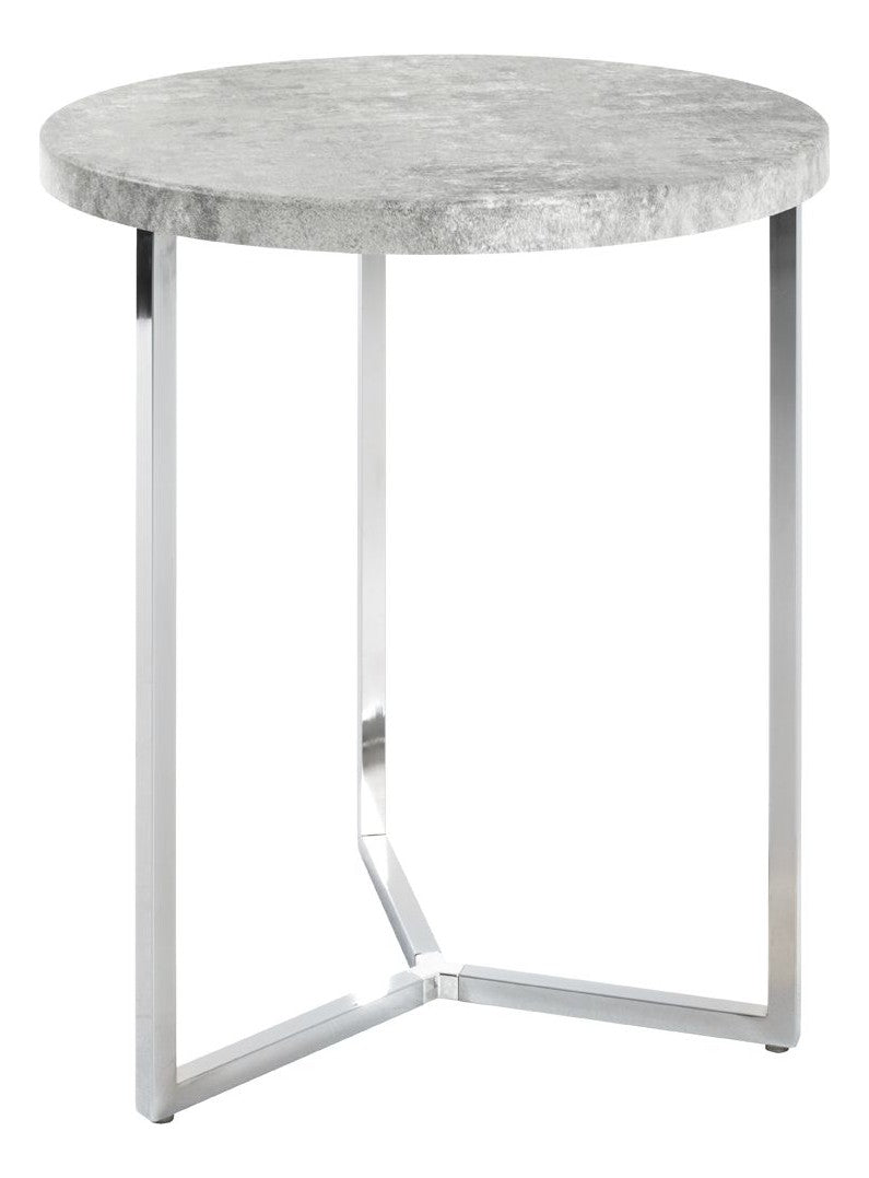 Beistelltisch rund, Betonoptik mit Chrom-Gestell im Y-Design – Ansicht 1
