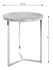 Beistelltisch rund, Betonoptik mit Chrom-Gestell im Y-Design – Ansicht 5