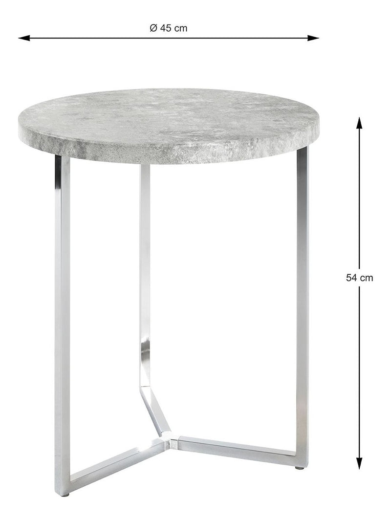 Beistelltisch rund, Betonoptik mit Chrom-Gestell im Y-Design – Ansicht 5