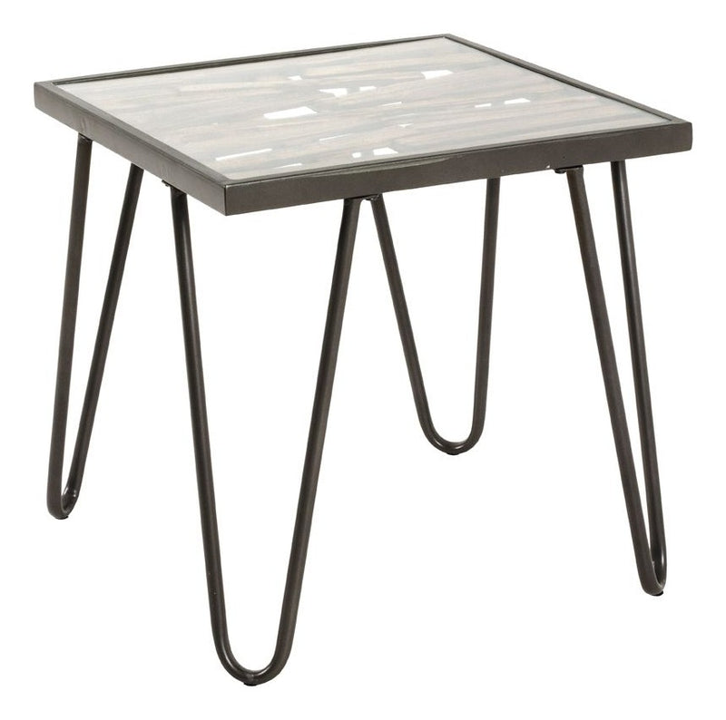 Haku Beistelltisch Art Deco mit Glasablage und Massivholz, anthrazit