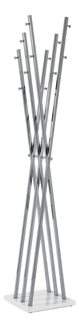 Haku Garderobenständer mit 12 Haken, Stahlrohr verchromt, Fuß weiß