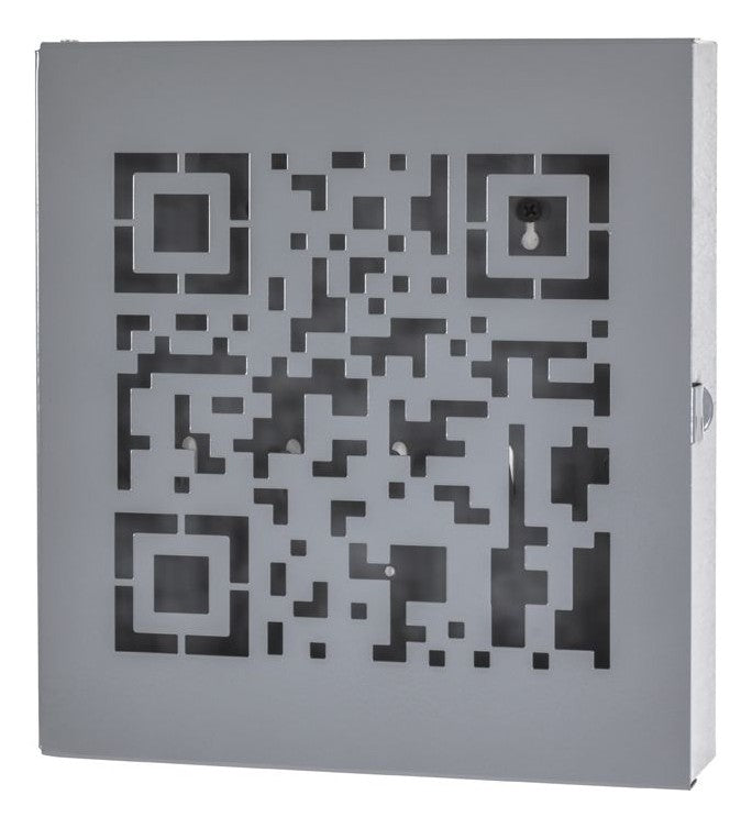 Haku Schlüsselkasten mit 10 Haken, grau mit QR-Code-Stanzung