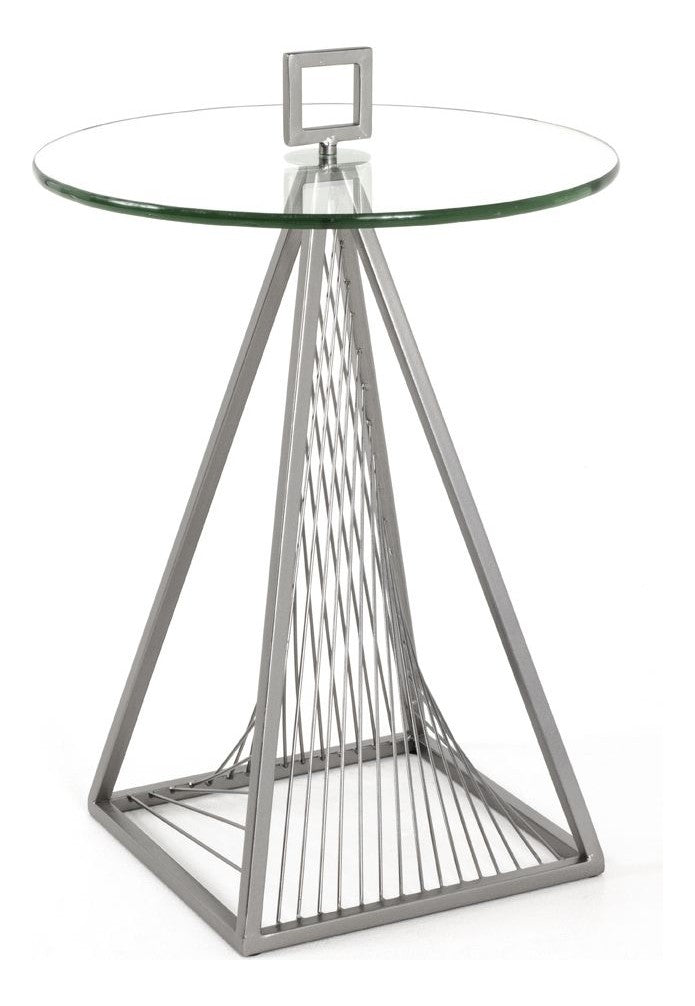 Haku Beistelltisch rund mit Sicherheitsglas-Ablage und grauem Metallgestell