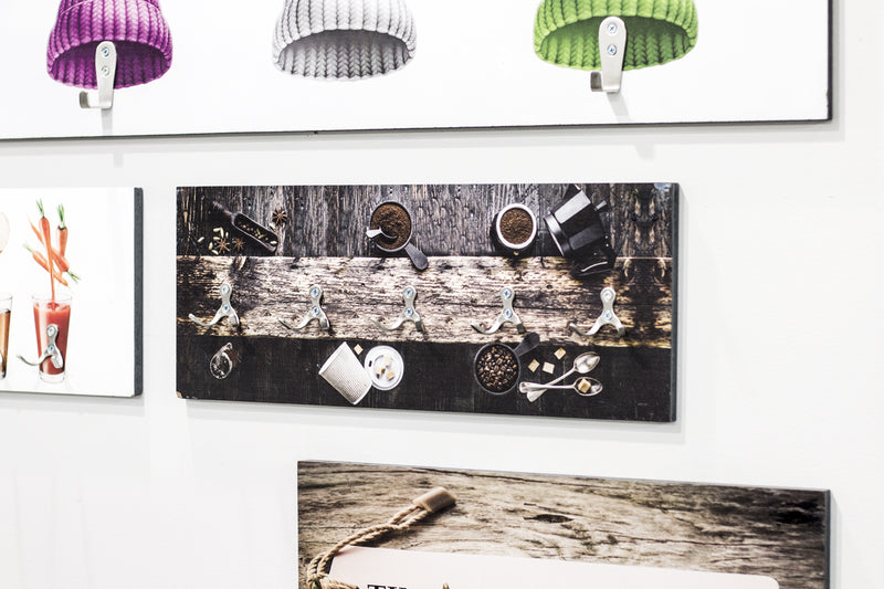 Wandgarderobe Kaffeetasse mit 5 Edelstahlhaken, Braun-Silber – Ansicht 2