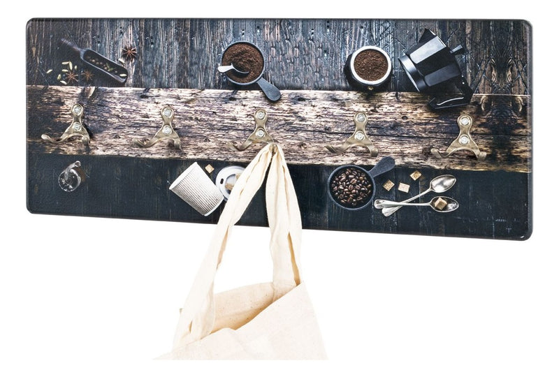 Wandgarderobe Kaffeetasse mit 5 Edelstahlhaken, Braun-Silber – Ansicht 4