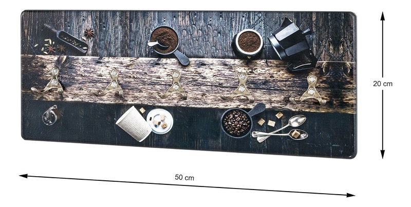 Wandgarderobe Kaffeetasse mit 5 Edelstahlhaken, Braun-Silber – Ansicht 5