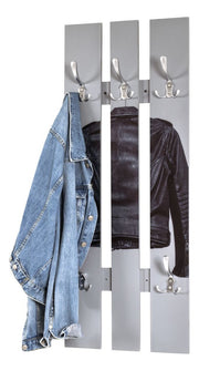 Wandgarderobe mit 5 Haken, Motiv Lederjacke, Edelstahloptik – Ansicht 2