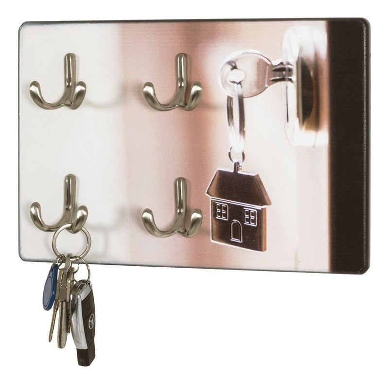 Haku Schlüsselboard mit 4 Haken, Motiv Schlüsselbund, Edelstahloptik