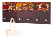 Wandgarderobe aus Glas mit Gewürz-Motiv, 6 Haken Edelstahloptik – Ansicht 3