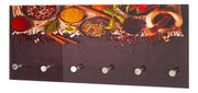 Wandgarderobe aus Glas mit Gewürz-Motiv, 6 Haken Edelstahloptik – Ansicht 4