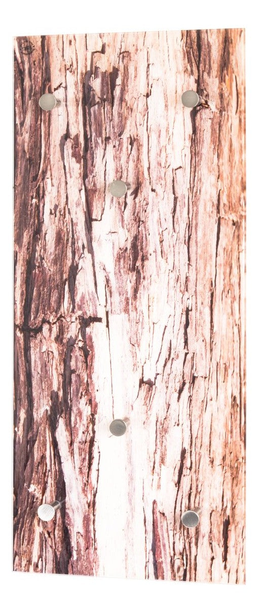 Wandgarderobe aus Sicherheitsglas mit Baumrinden-Motiv, 6 Haken – Ansicht 1
