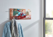Wandgarderobe mit 6 Haken, Glas Motiv Roller, Edelstahloptik – Ansicht 2