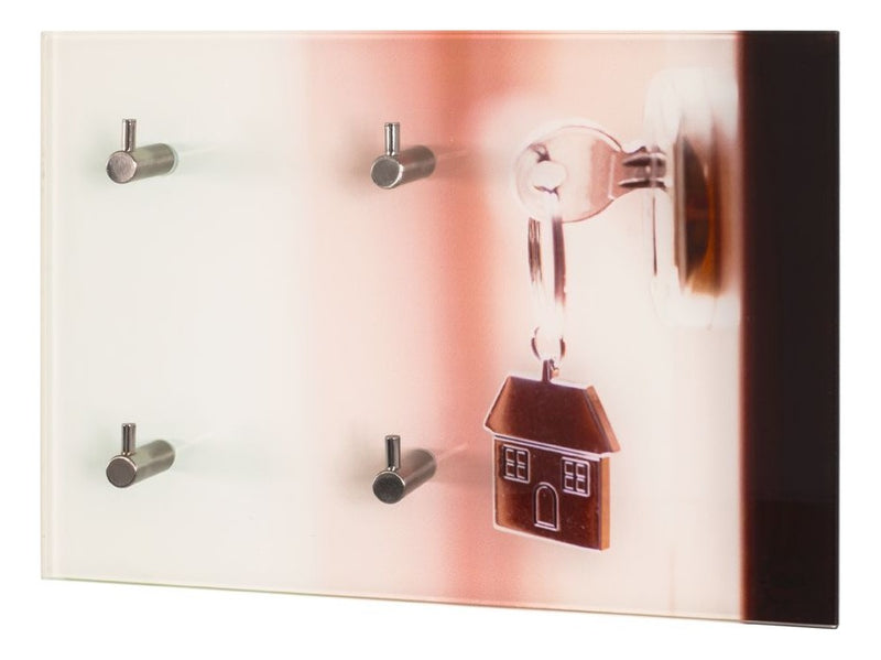Schlüsselboard aus Sicherheitsglas mit 4 Haken, Motiv Schlüsselbund – Ansicht 1
