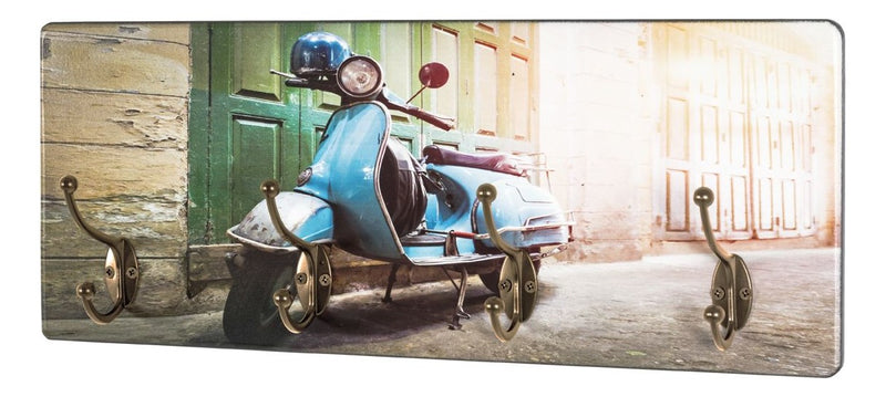 Haku Wandgarderobe mit Roller-Motiv, 4 Metallhaken, bronzefarben