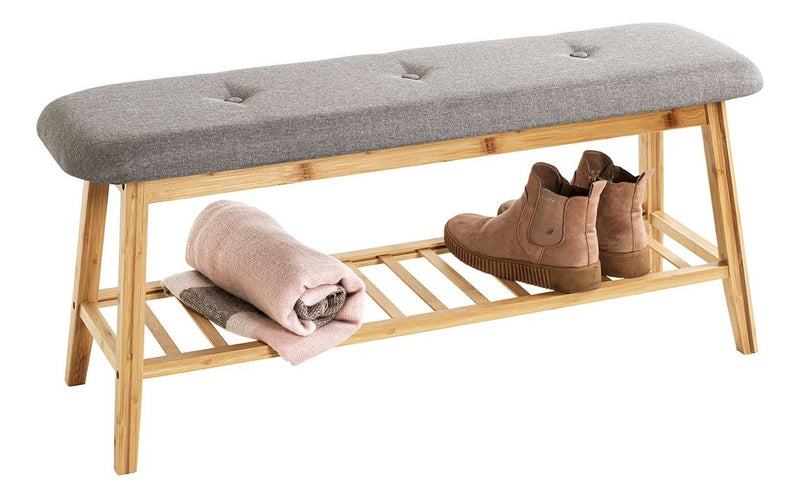Haku Schuhbank aus Bambus mit gepolsterter Sitzfläche für 6 Paar Schuhe