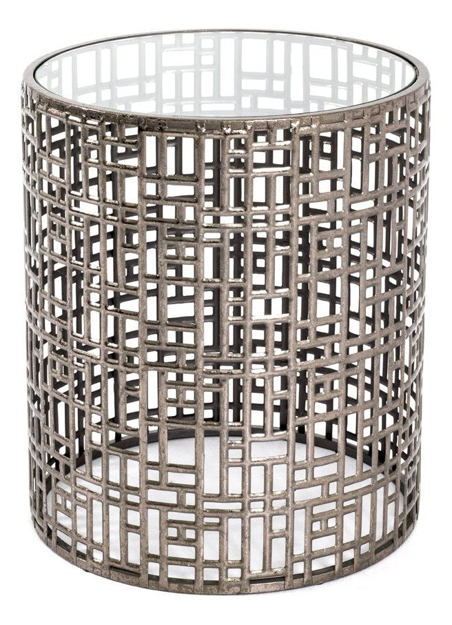 Haku Beistelltisch Art Deco aus Metall mit Sicherheitsglas, bronze