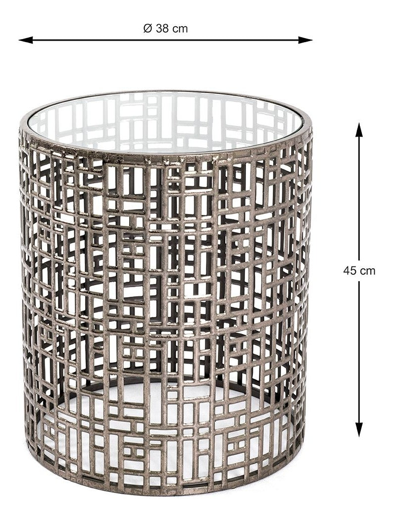 Haku Beistelltisch Art Deco aus Metall mit Sicherheitsglas, bronze