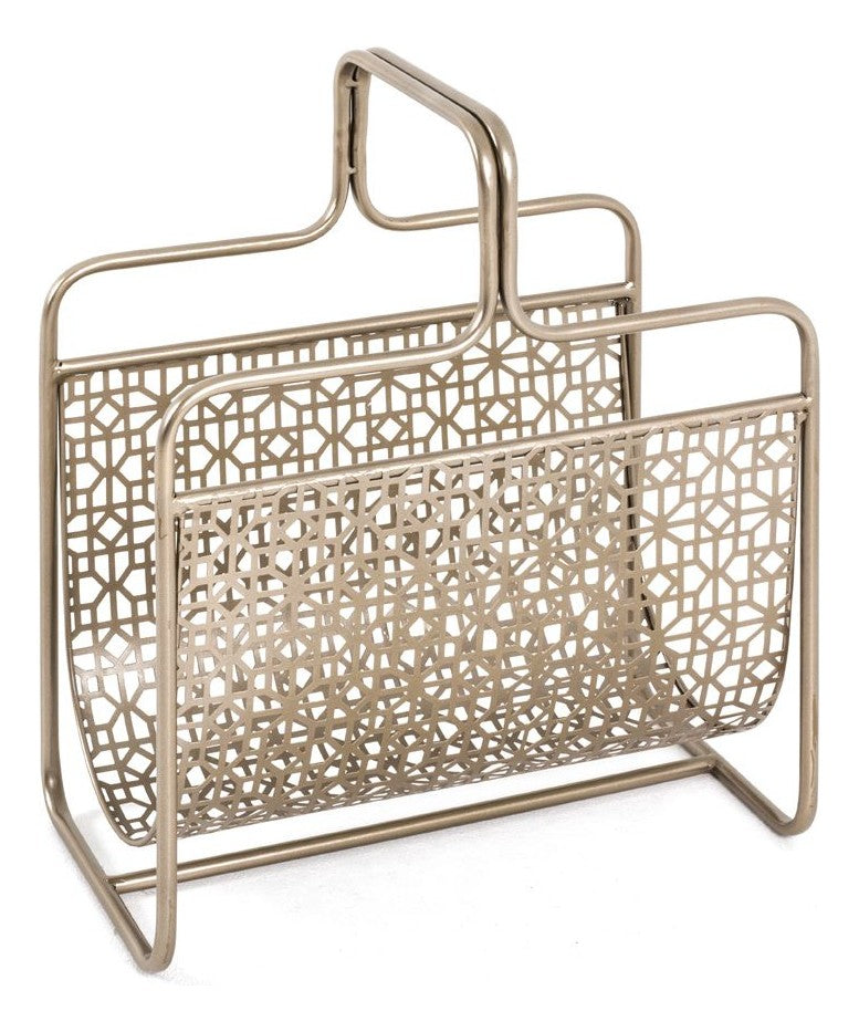 Zeitungsständer Art Deco Gold aus Metall mit Bügelgriff, freistehend – Ansicht 1