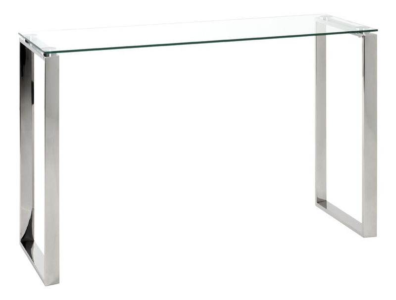 Haku Konsolentisch aus Edelstahl mit Glasablage für den Flur, modern