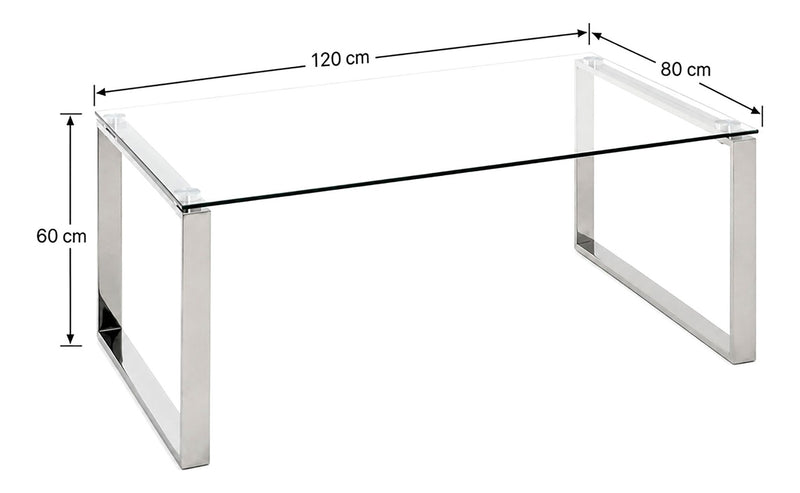 Haku Couchtisch Edelstahl mit Sicherheitsglas, rechteckig, modern