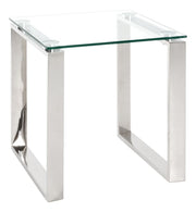 Beistelltisch Edelstahl mit Glasablage, quadratisch, 55x55 cm – Ansicht 1